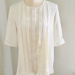 GRMNT Cream Silk Short Sleeve Blouse Top Size Medium